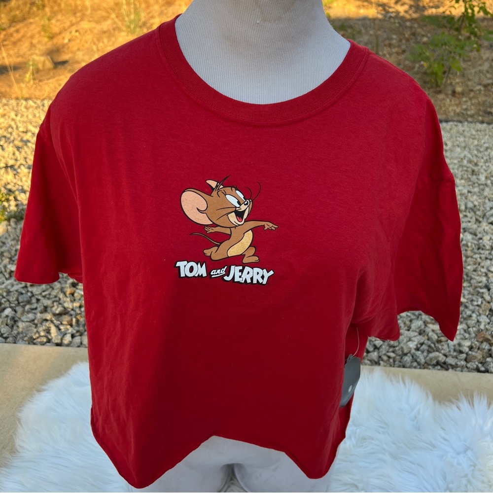Womens Tom & Jerry Red Crop Top Large